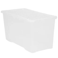B&M Large Storage Box With Lid 110L - Clear -Home Furnishings Store 284861 110l storage box with lid clear