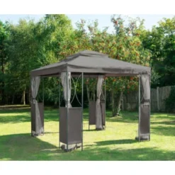 B&M Luxury Steel Framed Gazebo 2.5m - Grey