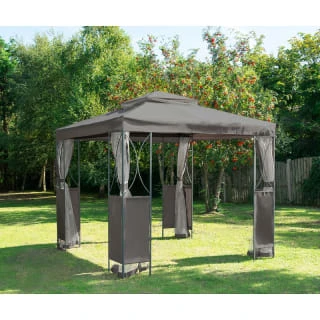B&M Luxury Steel Framed Gazebo 2.5m - Grey -Home Furnishings Store 342233 gazebo grey
