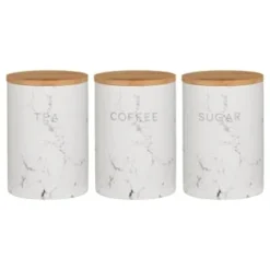 B&M Marble Effect Kitchen Canisters 3pc -Home Furnishings Store 356820 storage canisters marble effect tea coffee sugar