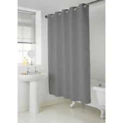 B&M Addis Hookless Textured Shower Curtain - Grey