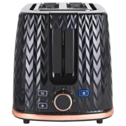 Goodmans Textured 2 Slice Toaster - Black & Rose Gold -Home Furnishings Store 358961 goodmans textured toaster black rose gold