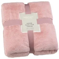 Aspen Faux Fur Throw - Blush
