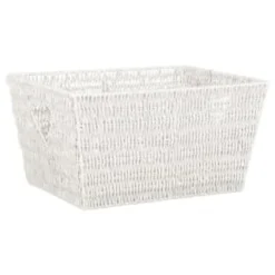B&M Vannes Heart Cut Out Wicker Basket - White
