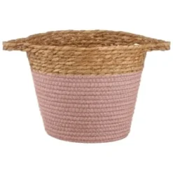 B&M Small Two Tone Wicker Basket - Pink