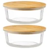 B&M Round Glass Food Containers With Bamboo Lid 2pk