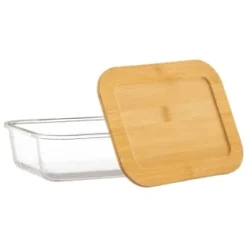 B&M Rectangular Glass Food Containers With Bamboo Lids 2pk -Home Furnishings Store 376824 2pk regular glass food containers