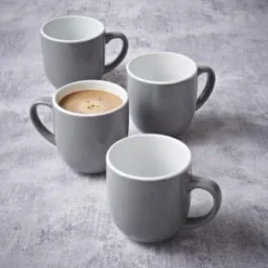 Simply Everyday Gloss Mugs 4pk - Grey -Home Furnishings Store 380120 4pk simply everyday mugs grey
