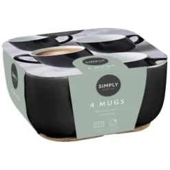 Simply Everyday Gloss Mugs 4pk - Black -Home Furnishings Store 380121 4pk simply everyday mugs black 2