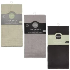 Simply Everyday Waffle Tea Towels 3pk - Grey -Home Furnishings Store 380223 380224 380225 3pk simply everyday waffle teal towels main