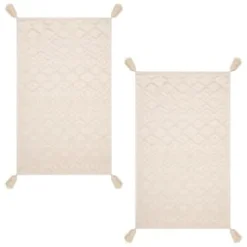 B&M Homestead Embossed Tea Towels With Tassels 2pk - Natural -Home Furnishings Store 380229 2pk homestead embossed tea towel with tassels 2