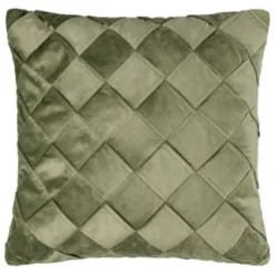 B&M Basket Weave Velvet Cushion - Sage