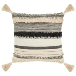 B&M Esme Stripe Woven Cushion - Mono
