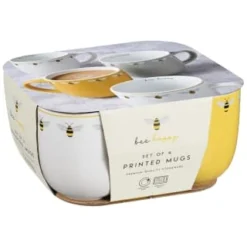 B&M Bee Happy Printed Mugs - 4pk -Home Furnishings Store 380506 4pk printed mugs bee happy 2