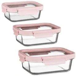 B&M Pink Glass Food Container - Large -Home Furnishings Store 380659 380660 380661 glass food container pink large
