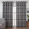 B&M Oakland Traditional Woven Grey Check Curtains 66 X 90"