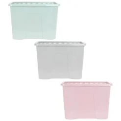 B&M Storage Box With Lid 80L - Dusty Pink -Home Furnishings Store 391381 391383 391384 80l storage box and lid group