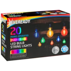 Eveready Mains Powered LED Bulb String Lights 20pk - Multicolour -Home Furnishings Store 392913 eveready 20 mains operated multi colour bulb string lights 1