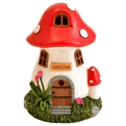 B&M Assorted Mushroom House Ornament With Glowing Solar Light -Home Furnishings Store 393429 mushroom house ornament with glowing solar light 2