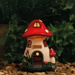 B&M Assorted Mushroom House Ornament With Glowing Solar Light -Home Furnishings Store 393429 mushroom house ornament with glowing solar light 6