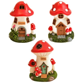 B&M Assorted Mushroom House Ornament With Glowing Solar Light -Home Furnishings Store 393429 mushroom house ornament with glowing solar light group