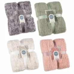 B&M Simply Two Tone Teddy Throw - Sage -Home Furnishings Store 394924 394926 394927 394928 simply plain teddy throw group