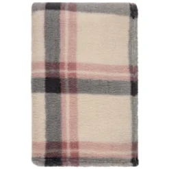 Simply Blush Check Sherpa Throw -Home Furnishings Store 395364 stripe ocean tide cushion 4