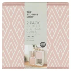Lokken Printed Storage Cubes 2pk - Pink Diamond -Home Furnishings Store 395838 2pk printed lokken storage cubes pink diamond 2